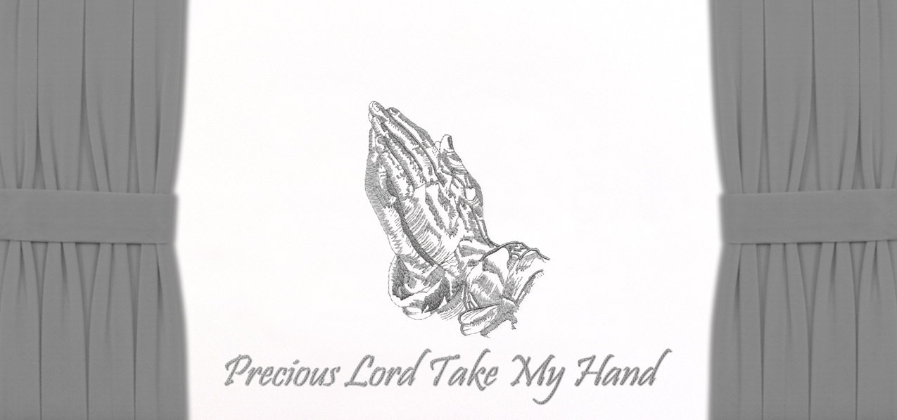 Precious Lord Take My Hand Curtains White Silver Faux